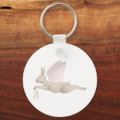 Porte-clés Rabbit Ange Tan Avec Ailes Roses (Recto)