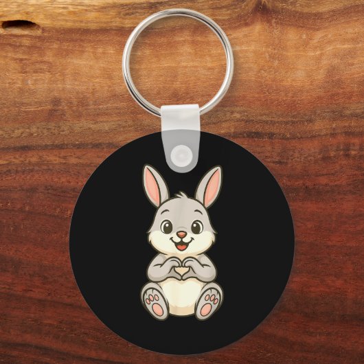 Porte-clés Rabbit Bunny Doing Heart With Hands Valentines Day (Recto)