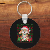Porte-clés Rabbit Bunny Xmas Lights Ugly Santa Hat Bunny Chri (Recto)