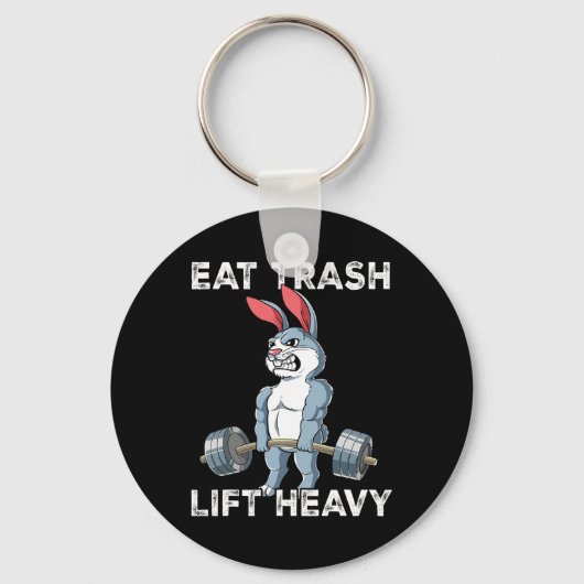 Porte-clés Rabbit Gym Weight Training Manger Trash Lift Lourd (Recto)