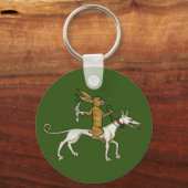 Porte-clés Rabbit médiéval chevauchant le chien et tenant l'e (Recto)