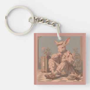 Porte-clés Rabbit victorien attend, printemps