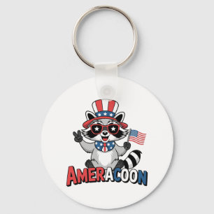 Porte-clés Raccoon Amérique patriotique 4 juillet Amérique