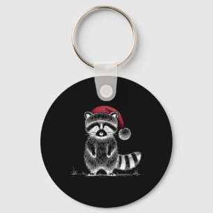Porte-clés Raccoon de Noël Santa Hat Trash Panda Raccoon Lo