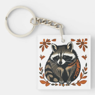 Porte-clés Raccoon de Whimsical Woodland Animal Folk ou Triba