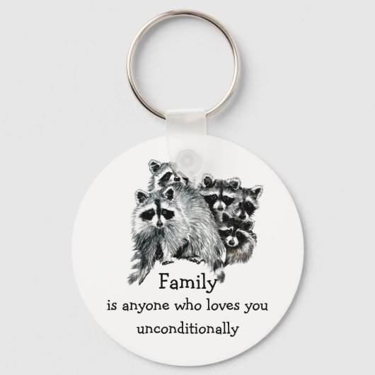 Porte-clés Raccoon Famille ou Ami Citation Amour Animal Art (Recto)