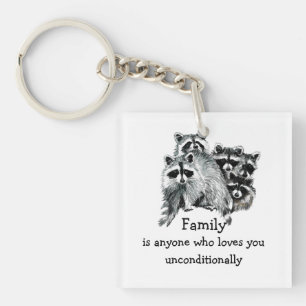 Porte-clés Raccoon Famille ou Ami Citation Amour Animal Art