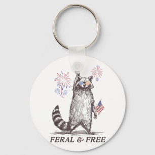 Porte-clés Raccoon Feral Et Free, Raccoon Funny 4 juillet