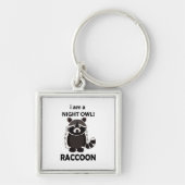 Porte-clés Raccoon I am A Night Owl Funny Raccoon (Devant)
