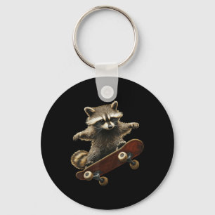 Porte-clés Raccoon Skateboard Skateboard Funny Graphisme