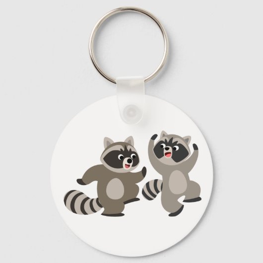 Porte-clés Raccoons de caricatures de danse mignonne (Recto)