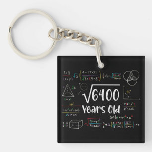 Porte-clés Racine carré de 6400 80e anniversaire 80 ans Cadea