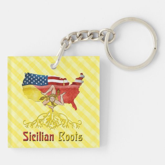 Porte-clés Racines américaines siciliennes, Sicile (Dos)