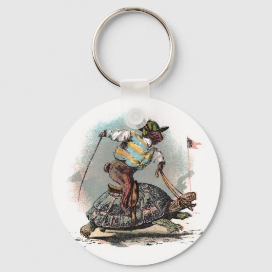 Porte-clés Racing Rabbit Riding Tortoise (Recto)