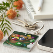 Porte-clés Rack'em up, jeu de billard (Devant Droit)