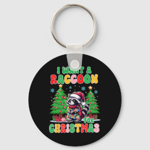 Porte-clés Racoon Lover Noël Noël Noël Noël Je Veux Un Raccoo