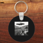 Porte-clés Racoon Selfie With Alien Ufo Funny Racoon Alien Bi (Recto)