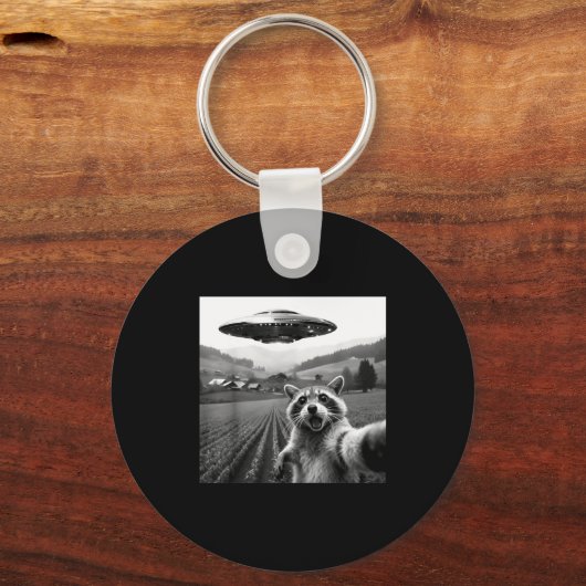 Porte-clés Racoon Selfie With Alien Ufo Funny Racoon Alien Bi (Recto)