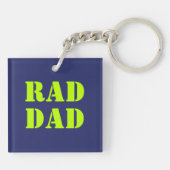 Porte-clés Rad Papa néon vert marine bleu typographie moderne (Dos)