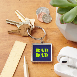 Porte-clés Rad Papa néon vert marine bleu typographie moderne