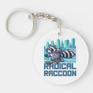 Porte-clés Radical Raccoon Urban Skateboarder