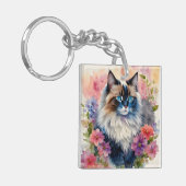 Porte-clés Ragdoll Chat Floral Art (Devant gauche)