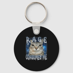 Porte-clés Rage me consomme Chat Vintage Mème drôle