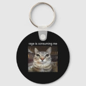Porte-clés Rage Me Consume Silly Staring Cat Meme (Recto)