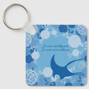 Porte-clés raie, fleur de vie, orange, mandala,zen,chakra,