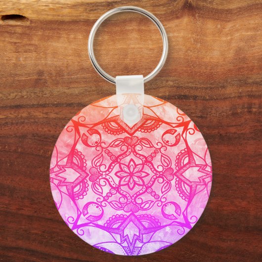 Porte-clés Rainbow Abstrait Mandala (Recto)