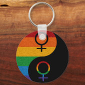 Porte-clés Rainbow Colorée Lesbian Pride Yin et Yang (Recto)