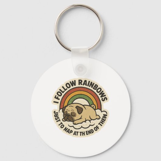 Porte-clés Rainbow Follower Pug St.Patrick's Day (Recto)