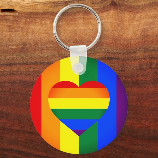 Porte-clés Rainbow Heart & Pride Rainbow Flag / communauté LG (Recto)