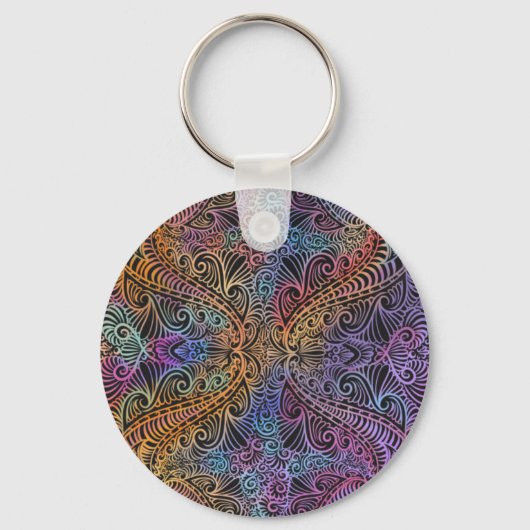 Porte-clés Rainbow Kaleidoscope Mandala (Recto)