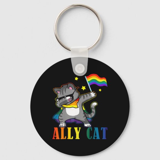 Porte-clés Rainbow Lgbt Fierté lesbienne Dabbing Chat (Recto)