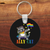 Porte-clés Rainbow Lgbt Fierté lesbienne Dabbing Chat (Recto)
