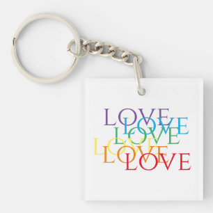 Porte-clés RAINBOW LOVE Carré acrylique Porte - clé