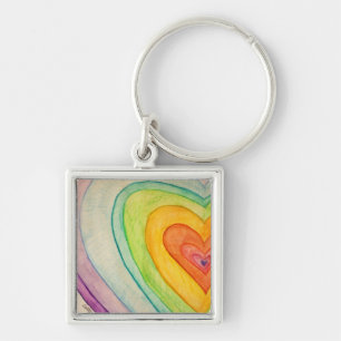 Porte-clés Rainbow Love Hearts Art Porte - clé inspiré