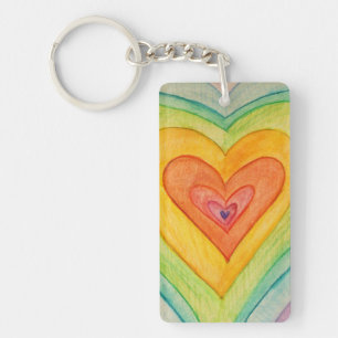 Porte-clés Rainbow Love Hearts Word Art Porte - clé personnal