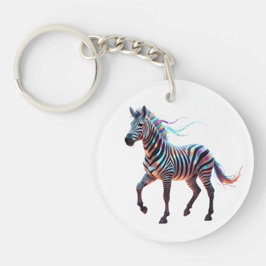 Porte-clés Rainbow Neon Fantasy Zebra (Devant)