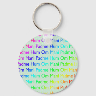 Porte-clés Rainbow Om Mani Padme Hum (on Baby Blue)