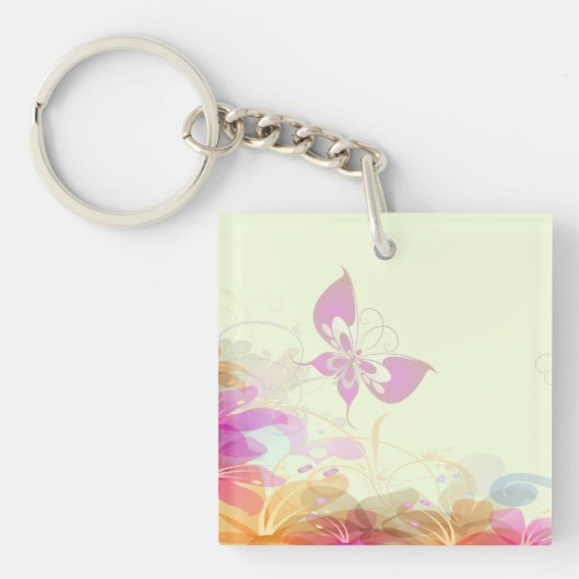 Porte-clés Rainbow Pastel Florals (Devant)