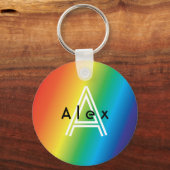 Porte-clés Rainbow Pride Moderne Personnalisé Monogramme Cute (Recto)