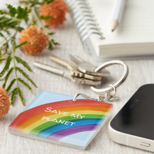 Porte-clés RAINBOW Sauvegarder ma planète (personnalisable)