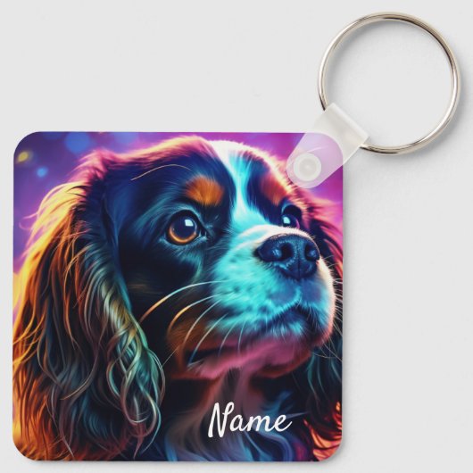 Porte-clés Rainbow Tri Cavalier King Charles Spaniel Chien (Dos)