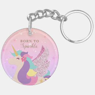 Porte-clés Rainbow Unicorn Né pour Sparkle Cute