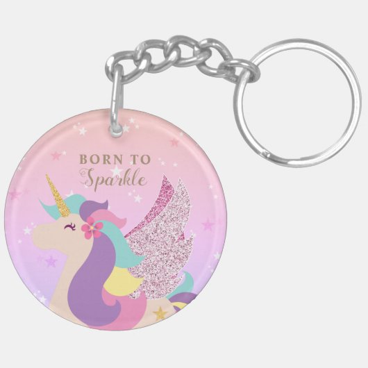 Porte-clés Rainbow Unicorn Né pour Sparkle Cute (Dos gauche)