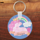 Porte-clés 🌈 Rainbow Unicorn Nom personnalisé (Recto)
