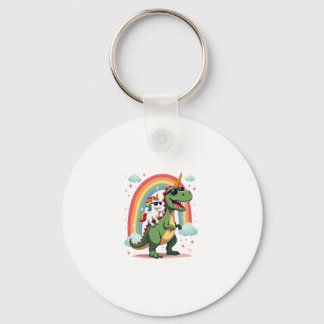 Porte-clés Rainbow Unicorn Riding T rex - Dinosaur Boys Girls