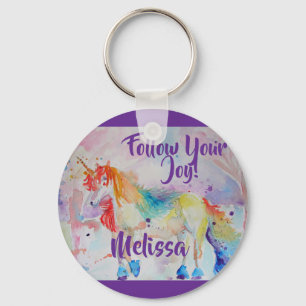 Porte-clés Rainbow Unicorn Unicorns Watercolor Girls Purple